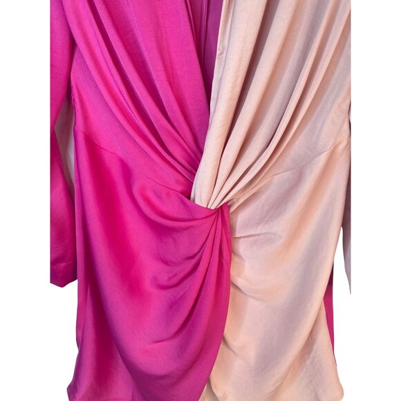 Choosy Size 10 Two-Tone Rose Red Pink Pale Pink Draped Dress - Picture 4 of 13